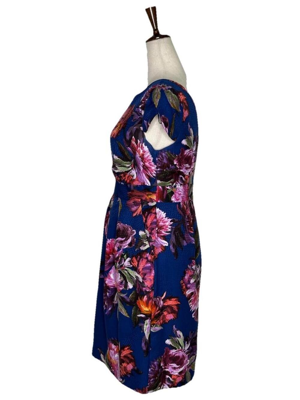 Anthropologie Moulinette Soeurs Rosado Dress 4 Blue Floral Print Cap Sleeve - Picture 3 of 9